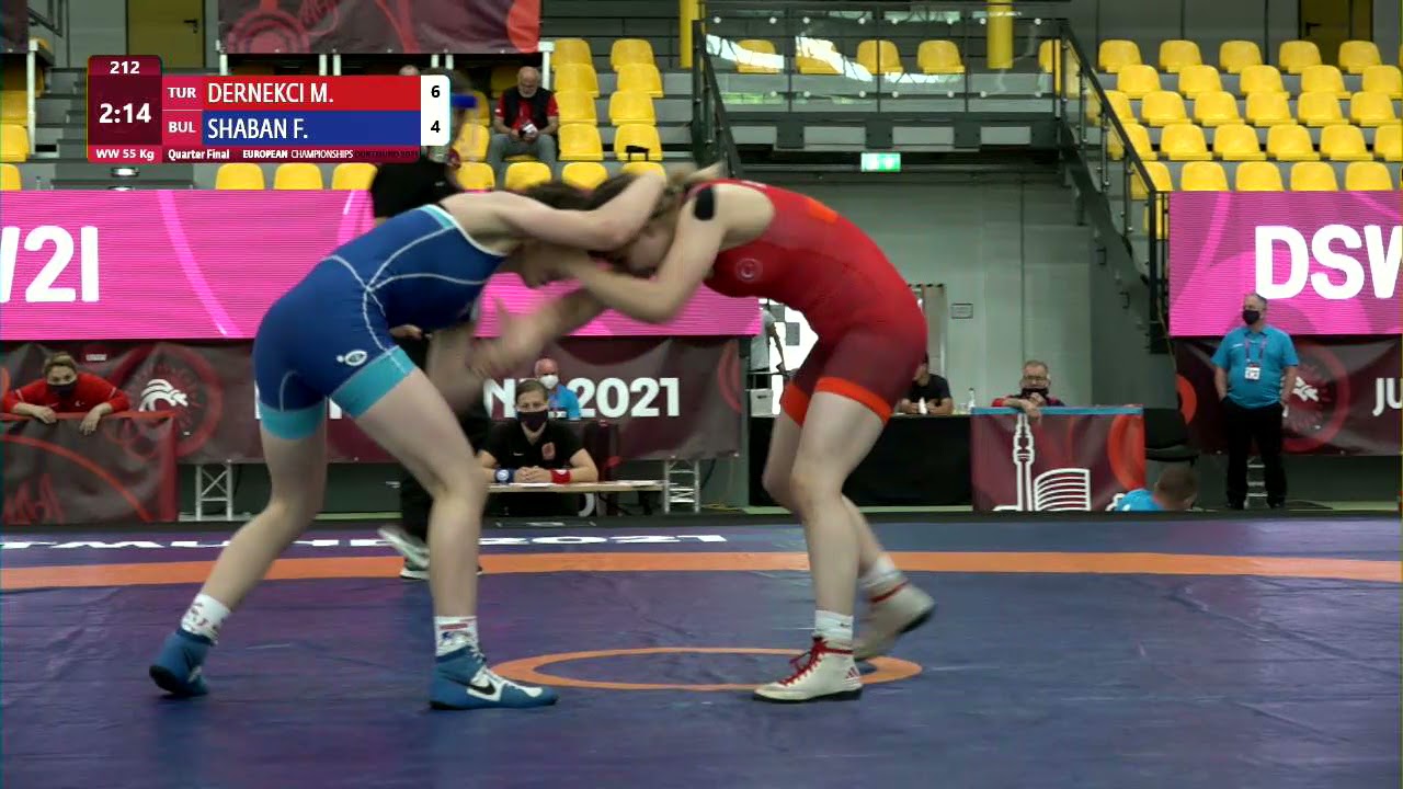 1/4 WW - 55 kg: M. DERNEKCI (TUR) v. F. SHABAN (BUL) background