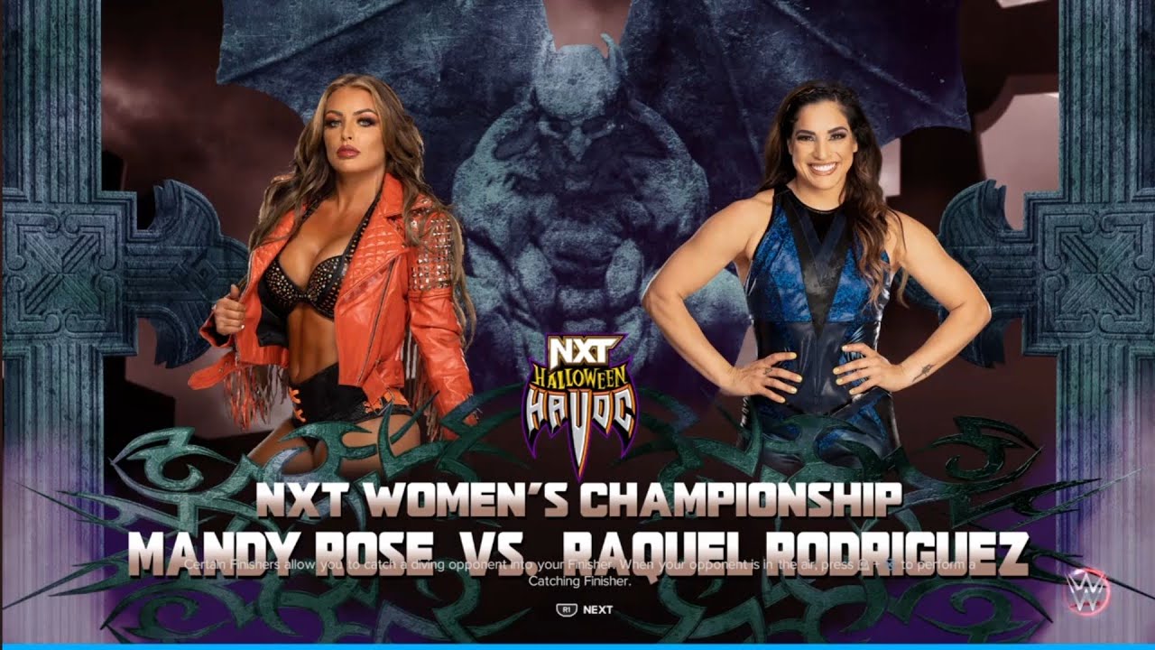 Mandy Rose vs Raquel Rodriguez Street Fight. NXT Halloween Havoc. WWE 2K23 background
