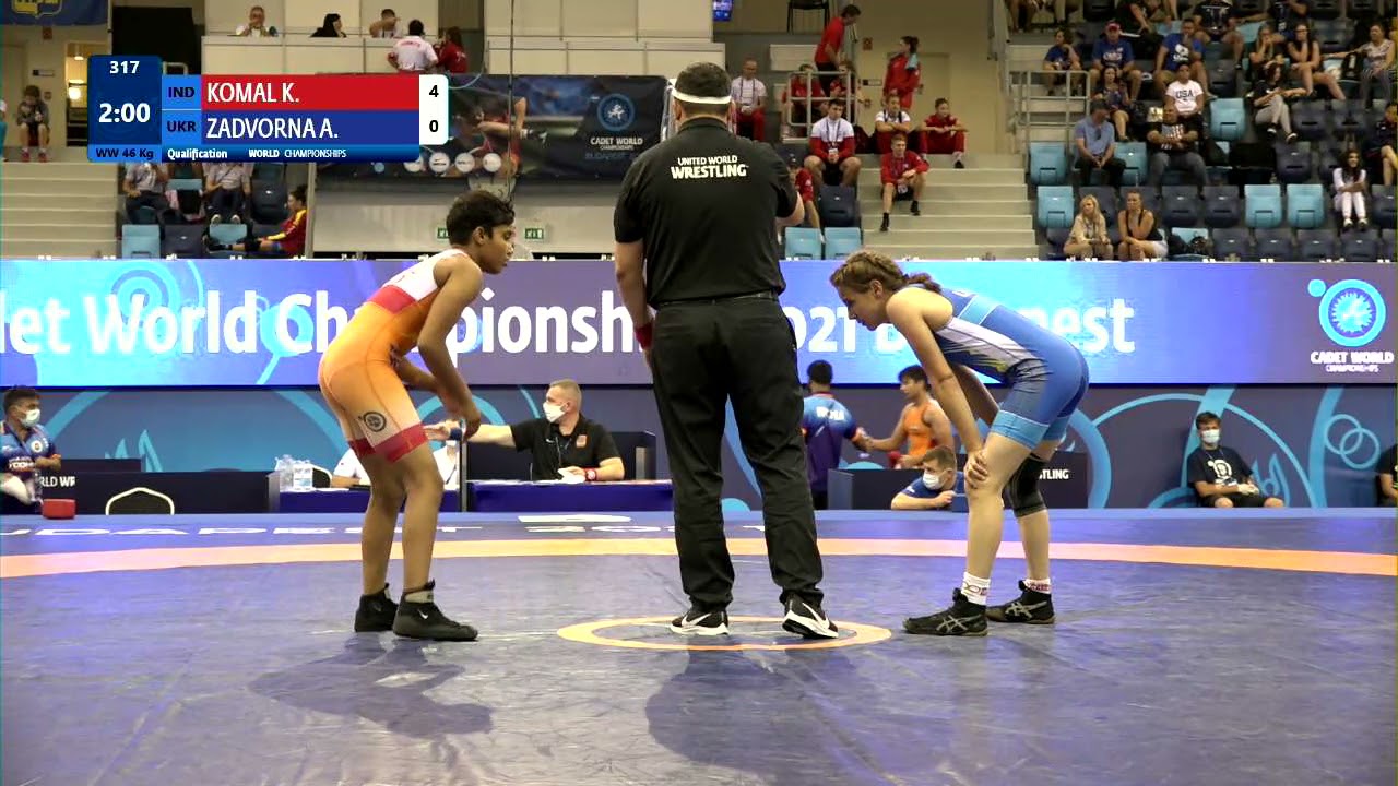 Qual. WW - 46 kg: K. KOMAL (IND) v. A. ZADVORNA (UKR)