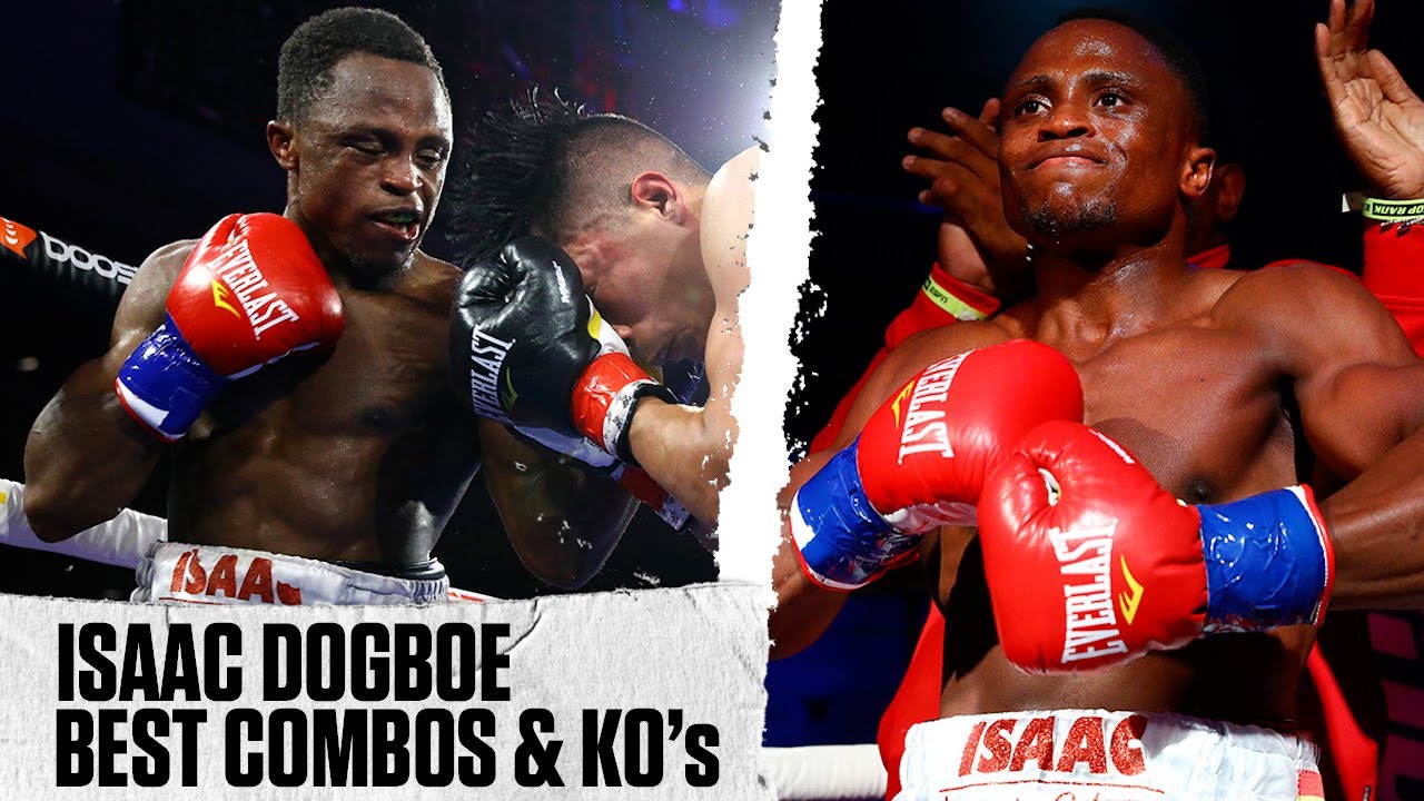 Isaac Dogboe Best Combinations & Knockouts | Dogboe Fights for World Title Saturday on ESPN+ background