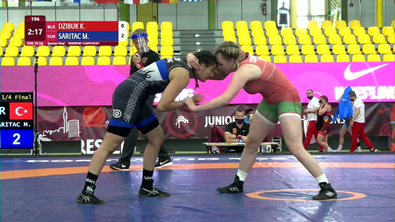 1/4 WW - 76 kg: K. DZIBUK (BLR) v. M. SARITAC (TUR) background