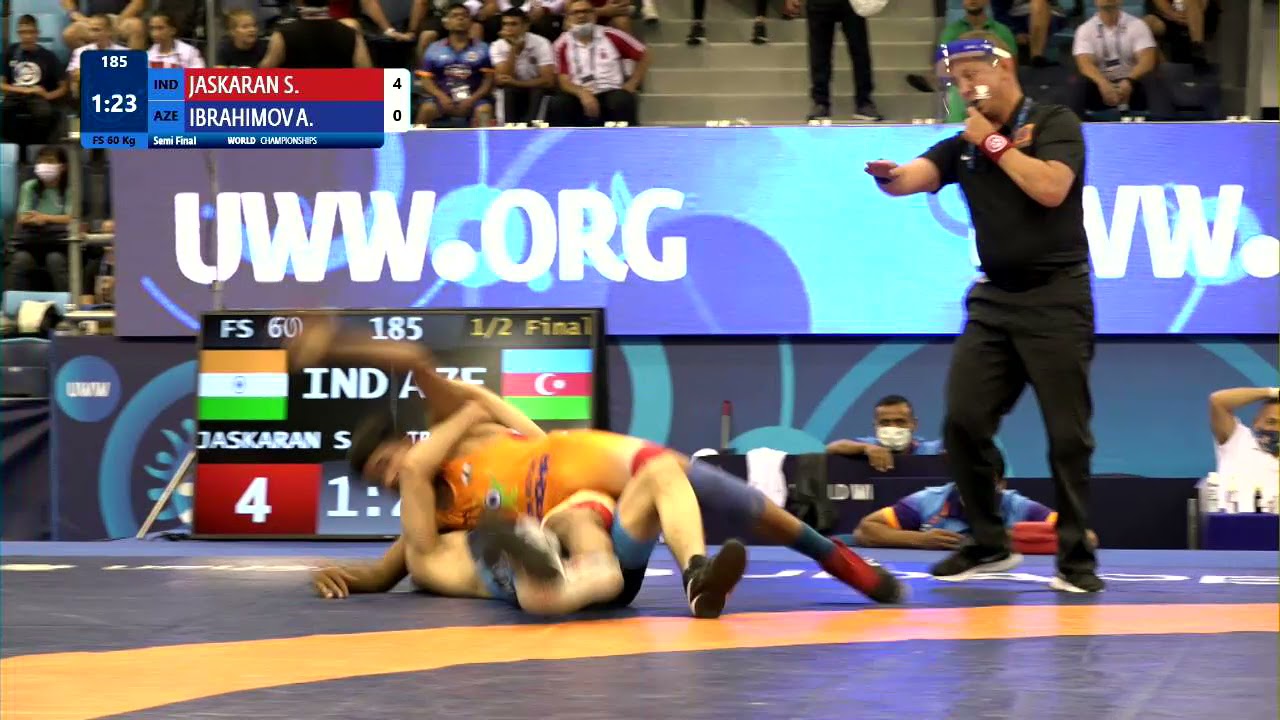 1/2 FS - 60 kg: S. JASKARAN (IND) v. A. IBRAHIMOV (AZE) background