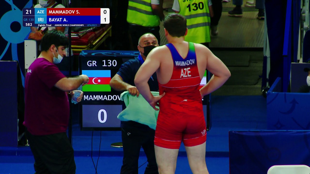 1/8 GR - 130 kg: S. MAMMADOV (AZE) v. A. BAYAT (IRI) background