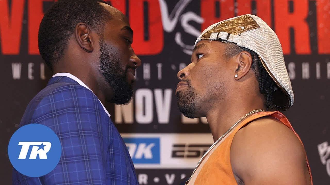 Terence Crawford and Shawn Porter Faceoff For the 1st Time | Crawford vs Porter Nov. 20 ESPN+ PPV background