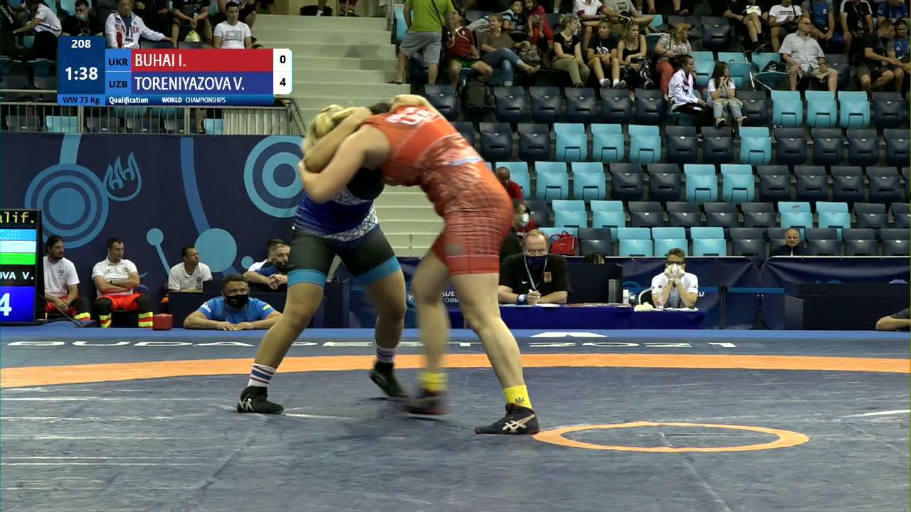 Qual. WW - 73 kg: I. BUHAI (UKR) v. V. TORENIYAZOVA (UZB) background
