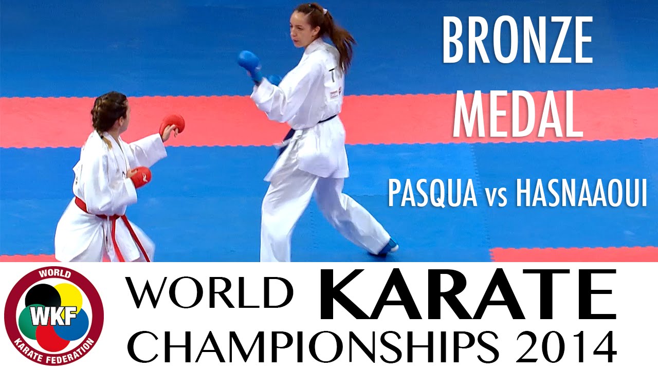 PASQUA vs HASNAAOUI. 2014 World Karate Championships. Kumite -61kg. Bronze Medal background