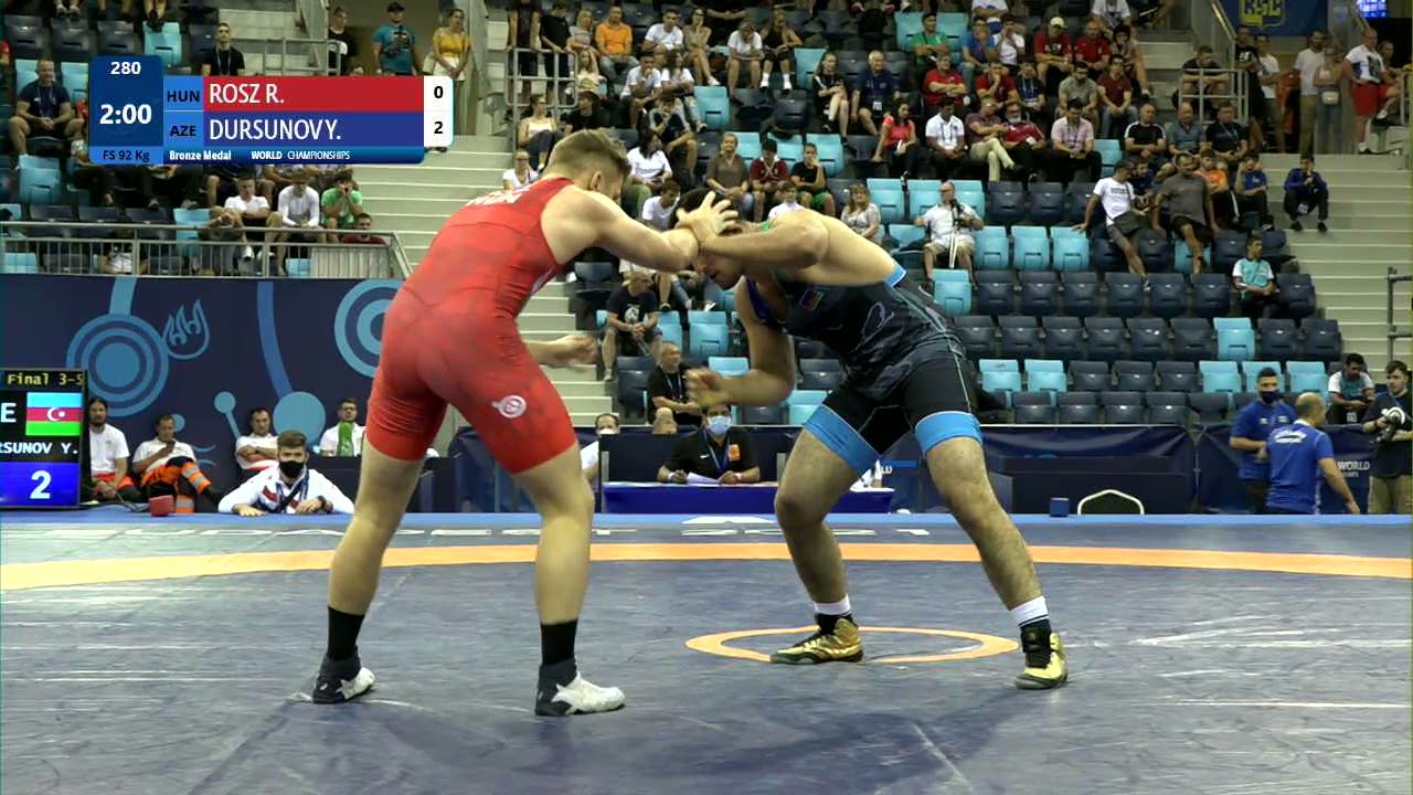 BRONZE FS - 92 kg: R. ROSZ (HUN) v. Y. DURSUNOV (AZE) background