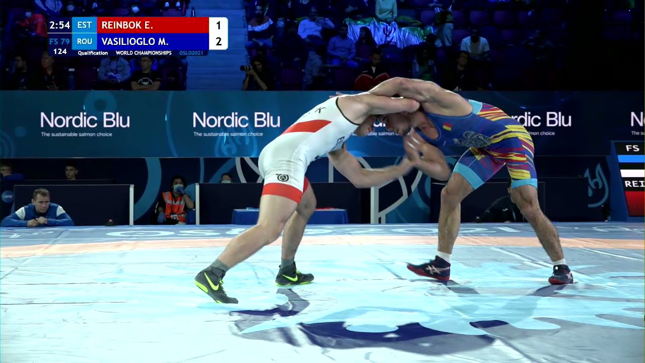 Qual. FS - 79 kg: E. REINBOK (EST) v. M. VASILIOGLO (ROU) background
