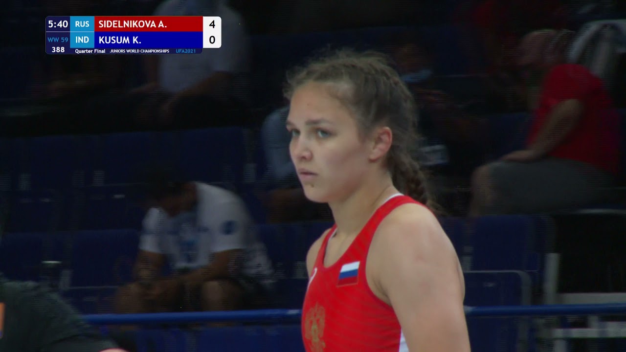 1/4 WW - 59 kg: A. SIDELNIKOVA (RUS) v. K. KUSUM (IND) backdrop