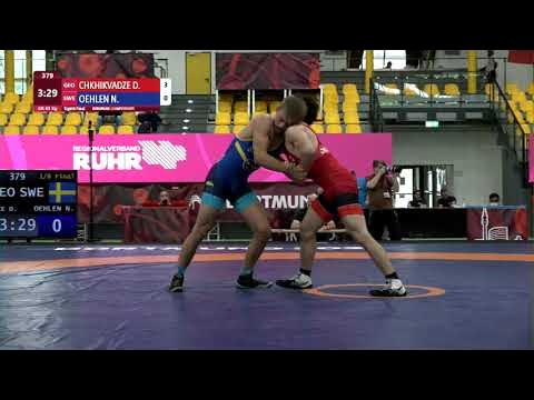 1/8 GR - 63 kg: D. CHKHIKVADZE (GEO) v. N. OEHLEN (SWE) background