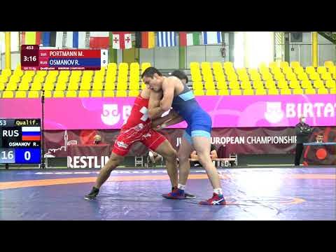 Qual. GR - 72 kg: M. PORTMANN (SUI) v. R. OSMANOV (RUS) background