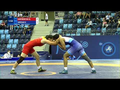 1/4 WW - 65 kg: N. SARYBEKOVA (KGZ) v. V. VARSHA (IND) background