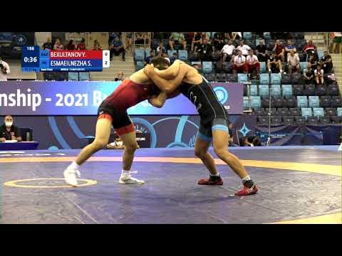 1/2 FS - 71 kg: Y. BEXULTANOV (KAZ) v. S. ESMAEILNEZHA (IRI) background
