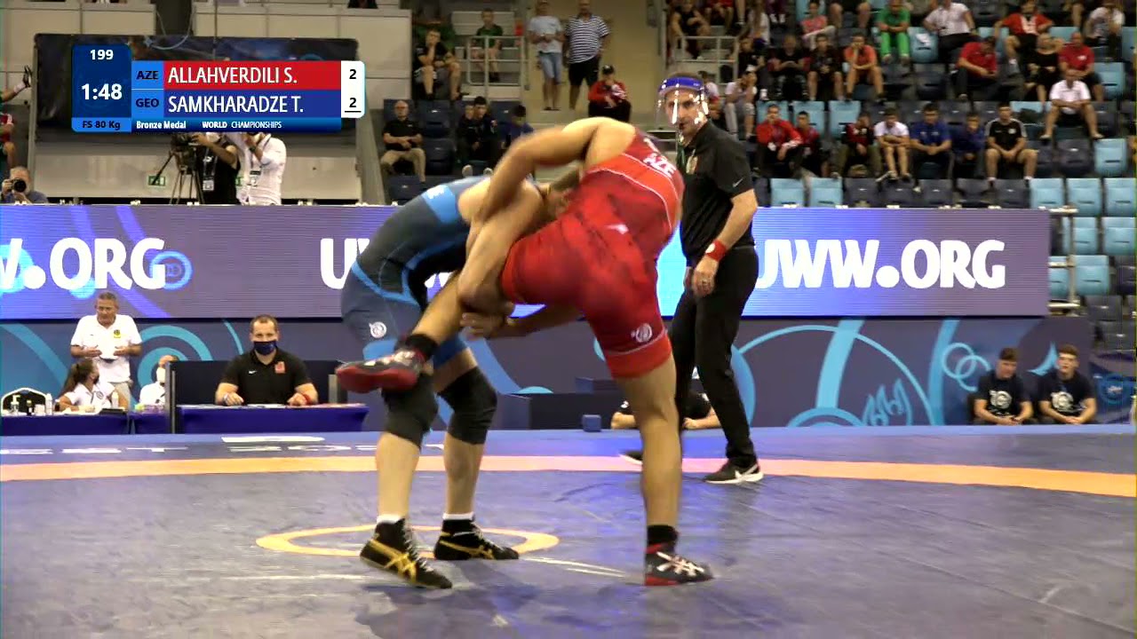 BRONZE FS - 80 kg: S. ALLAHVERDILI (AZE) v. T. SAMKHARADZE (GEO) background