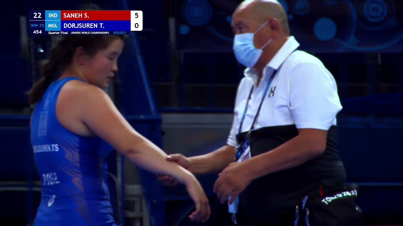 1/4 WW - 72 kg: S. SANEH (IND) v. T. DORJSUREN (MGL)
