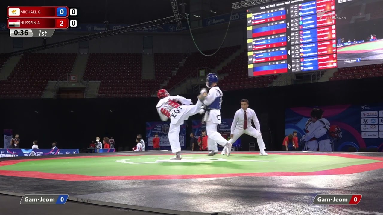 314 R16 Boys ‐65kg CYP MICHAEL Giorgos EGY HUSSEIN RAMADAN background