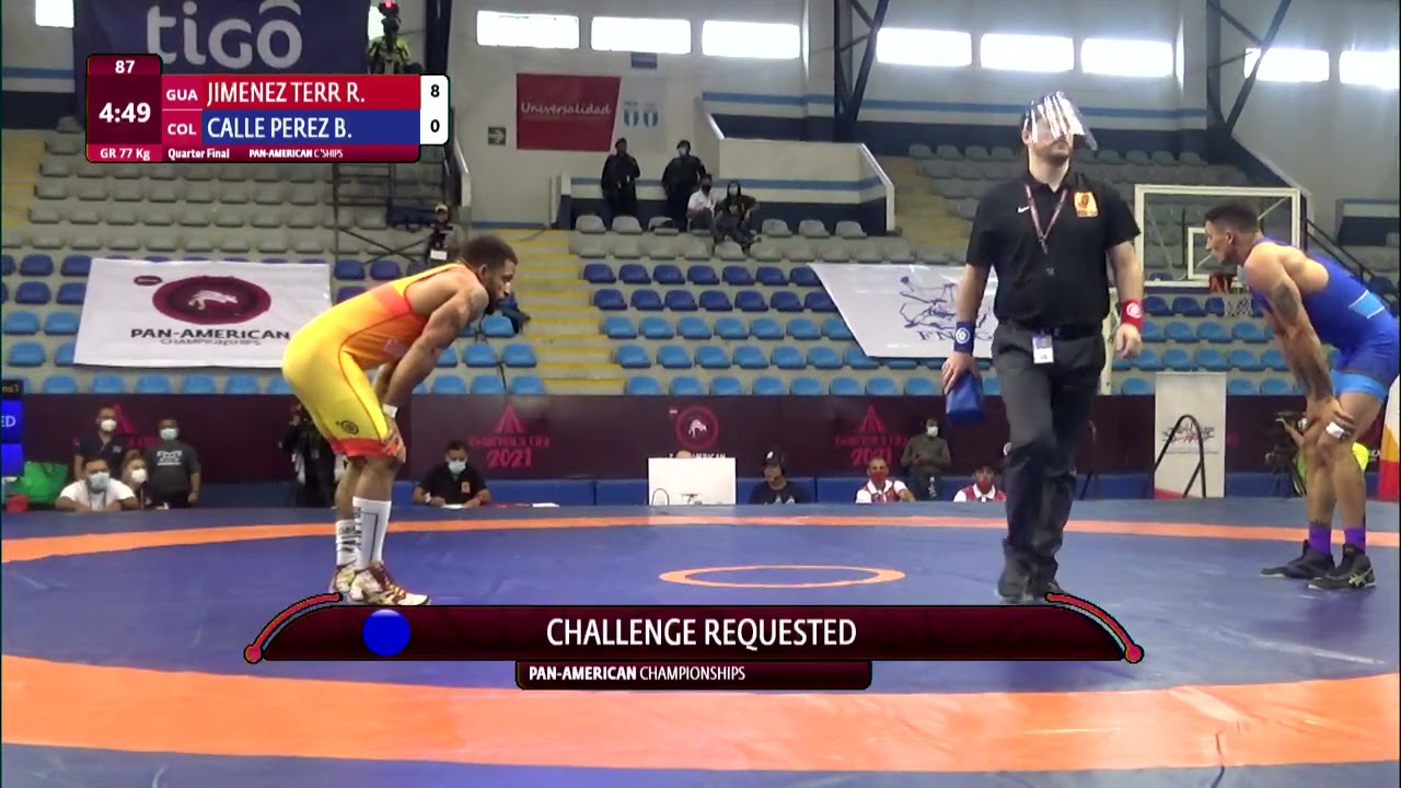 1/4 GR - 77 kg: R. JIMENEZ TERR (GUA) v. B. CALLE PEREZ (COL)