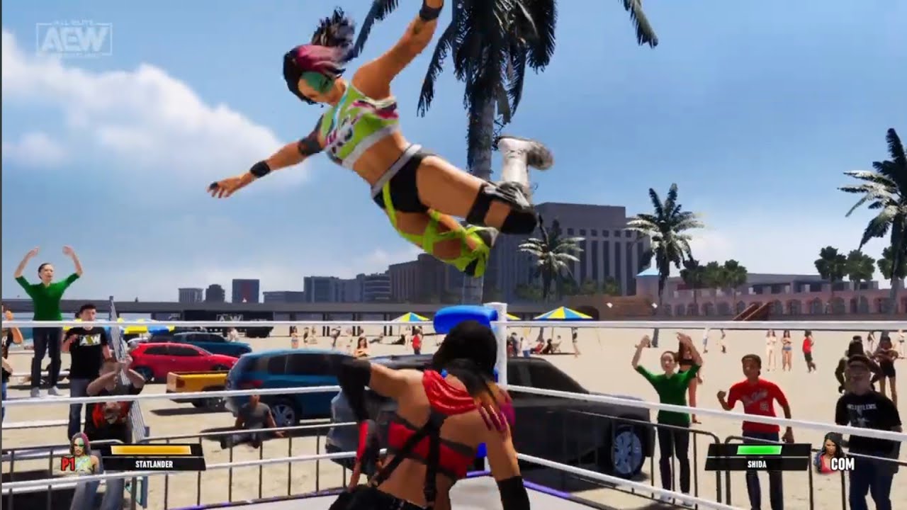 Kris Statlander vs Hikaru Shida. Beach Bash. AEW: Fight Forever background