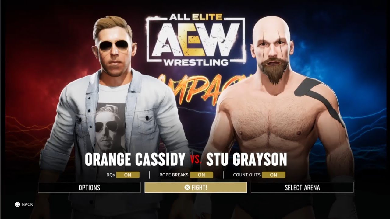 Orange Cassidy vs Stu Grayson. AEW: Fight Forever background