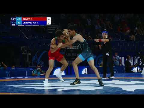 1/8 GR - 55 kg: E. ALIYEV (AZE) v. A. DEHBOZORGI (IRI) background