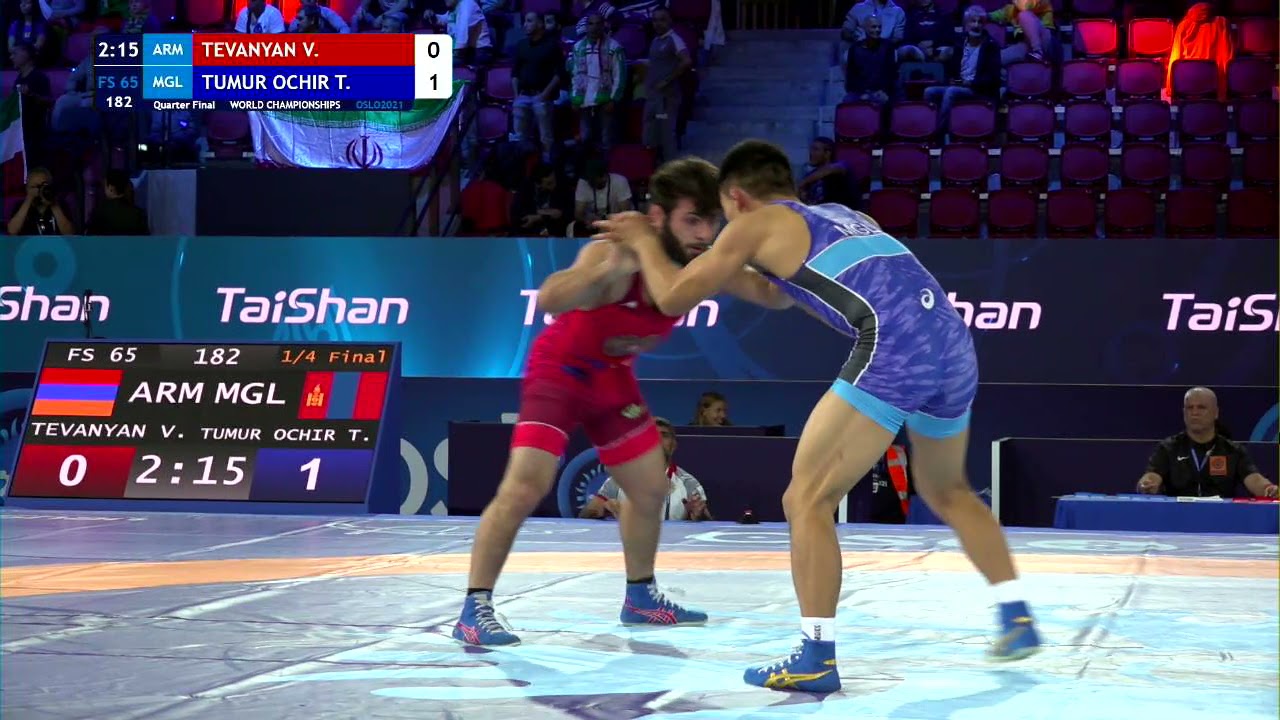 1/4 FS - 65 kg: V. TEVANYAN (ARM) v. T. TUMUR OCHIR (MGL) background