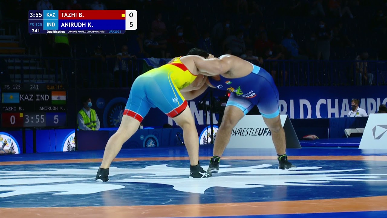 Qual. FS - 125 kg: B. TAZHI (KAZ) v. K. ANIRUDH (IND) background