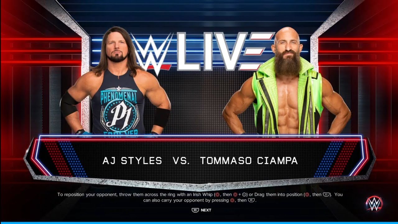 AJ Styles vs Tommaso Ciampa. WWE Live Event. WWE 2K23