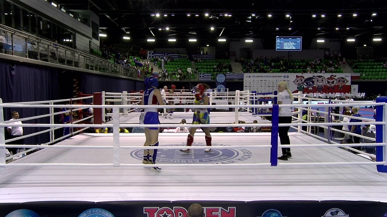 Anastasiia Tkachuk v Likiia Marchuk WAKO European Championships 2019 backdrop