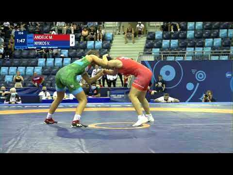Repechage WW - 73 kg: M. ANDELIC (CRO) v. V. NYIKOS (HUN) background