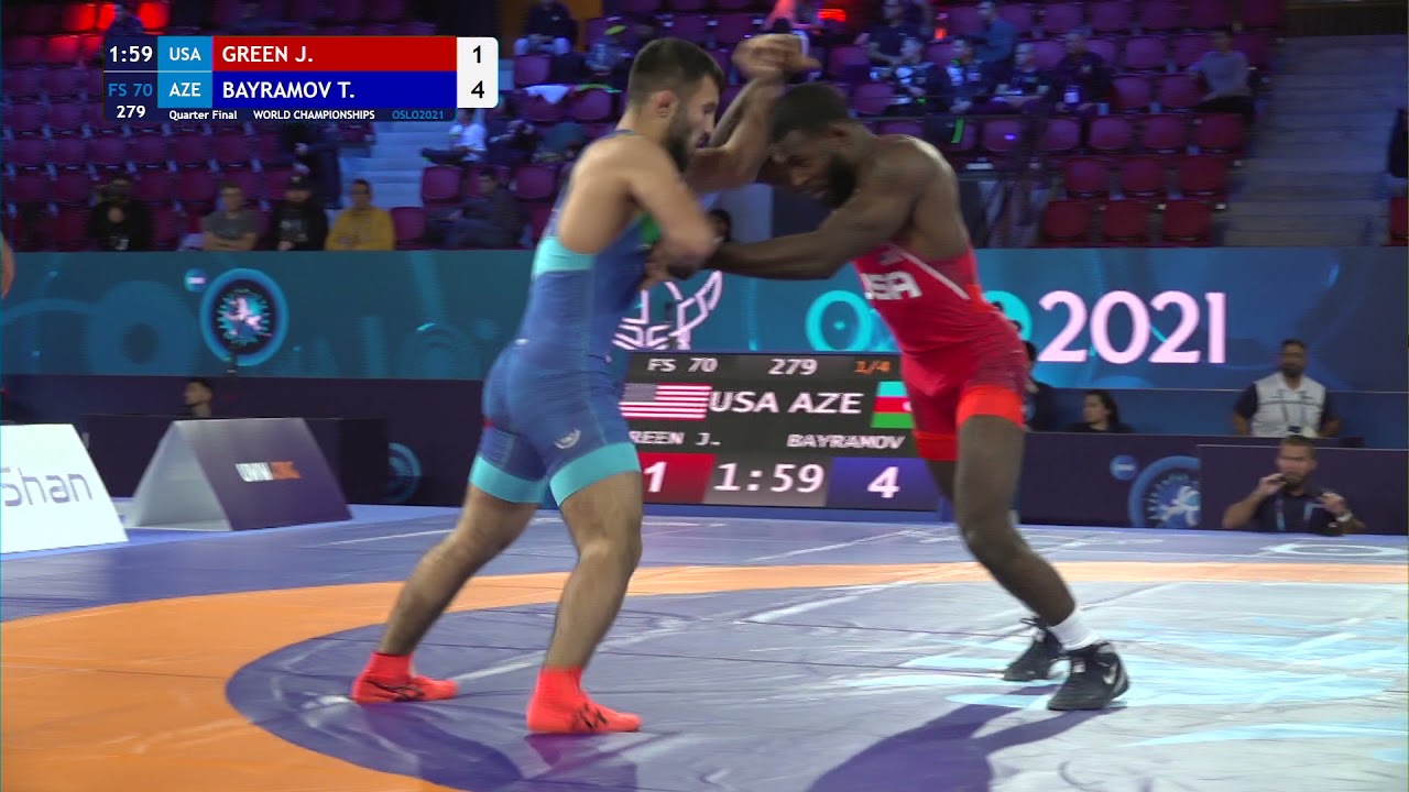 1/4 FS - 70 kg: J. GREEN (USA) v. T. BAYRAMOV (AZE) background