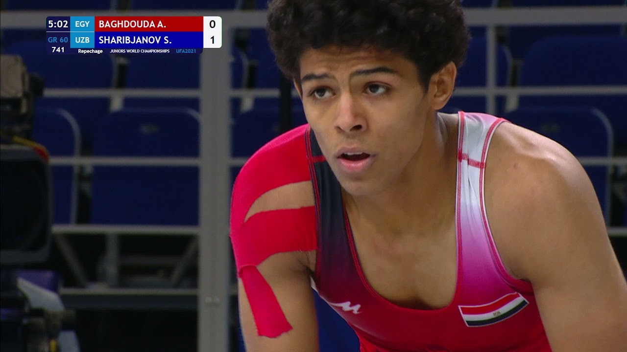 Repechage GR - 60 kg: A. BAGHDOUDA (EGY) v. S. SHARIBJANOV (UZB) background