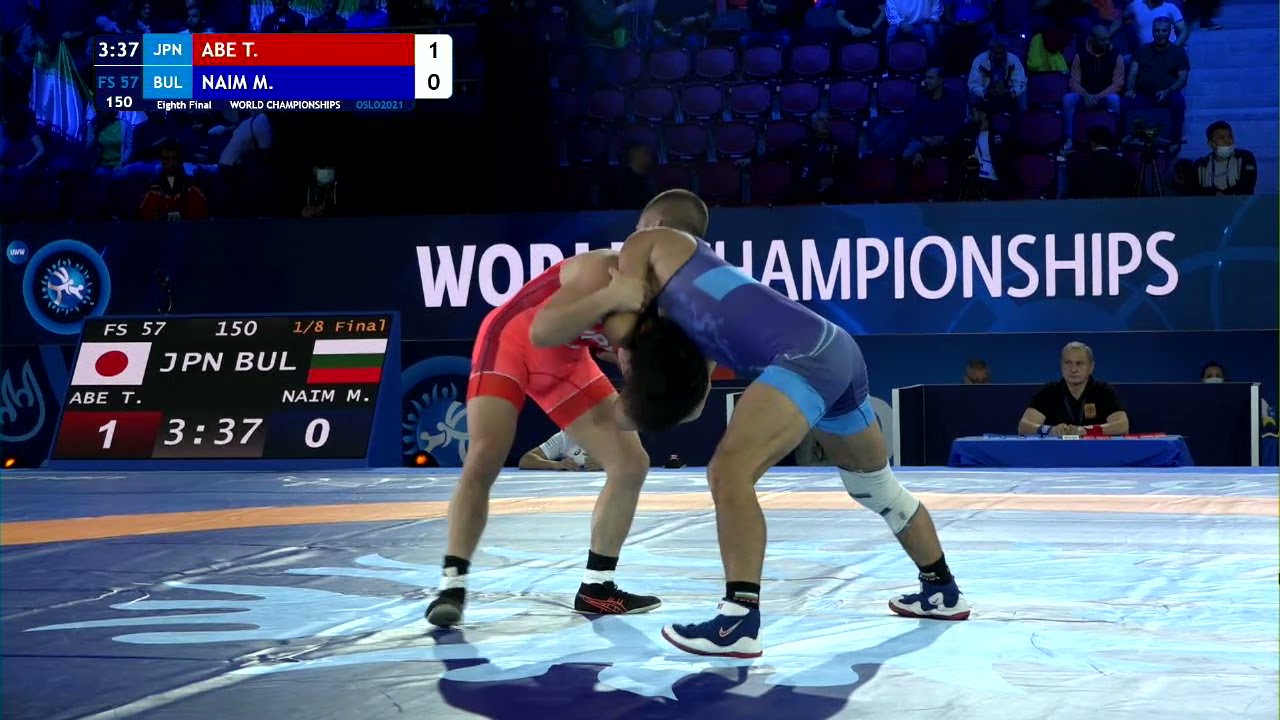 1/8 FS - 57 kg: T. ABE (JPN) v. M. NAIM (BUL) background
