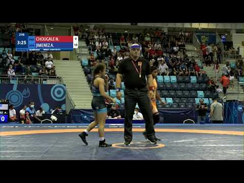Qual. WW - 49 kg: N. CHOUGALE (IND) v. A. JIMENEZ (USA) background
