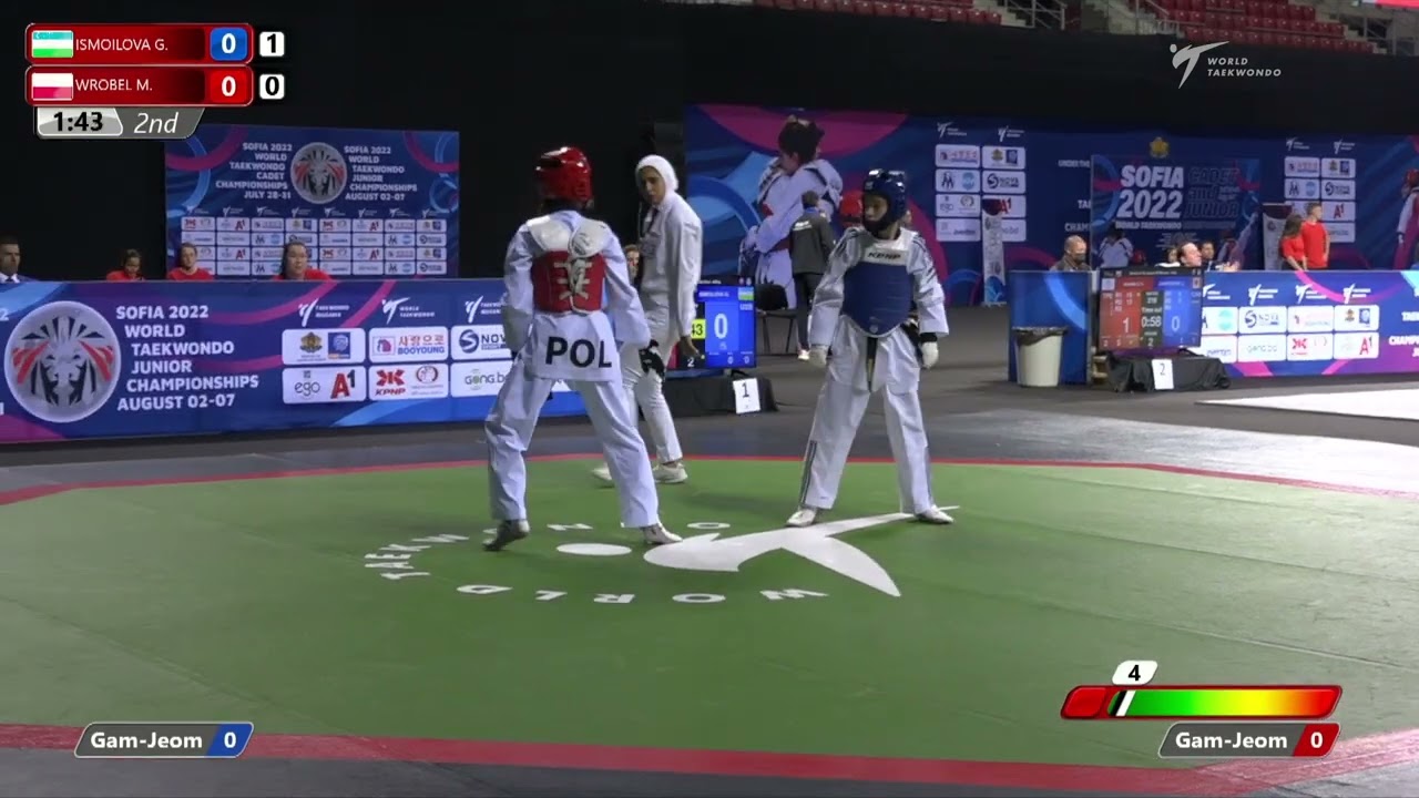 120 Quarter final Women 42kg UZB ISMOILOVA G POL WROBEL M