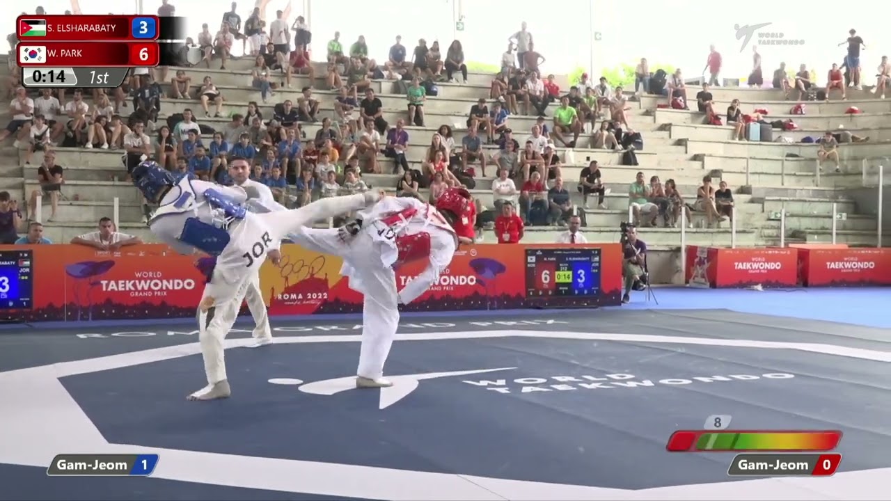 312 M-80kg R-16 ELSHARABATY Saleh JOR ЁЯФ╡ vs ЁЯФ┤ PARK Woo hyeok KOR I Rome 2022 World Taekwondo GP background