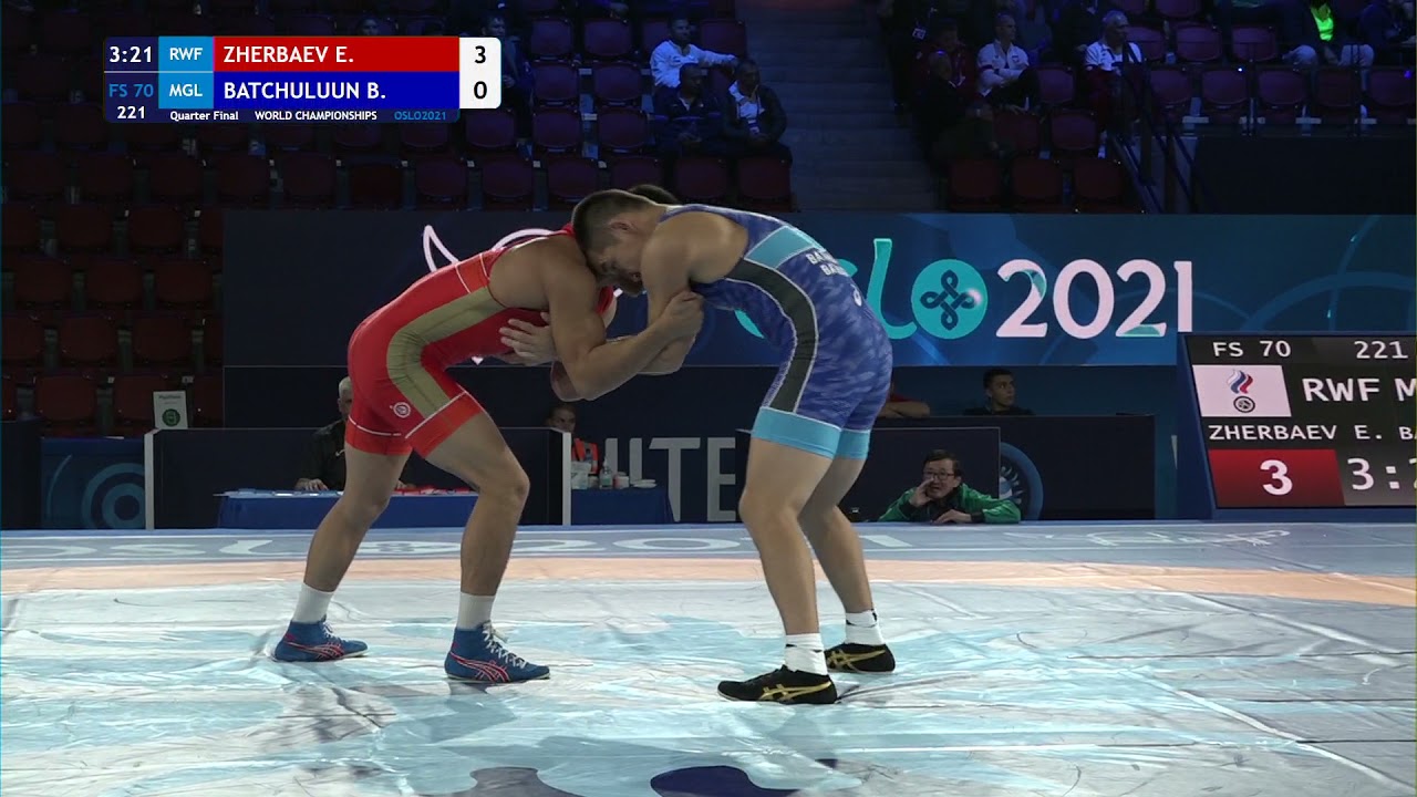 1/4 FS - 70 kg: E. ZHERBAEV (RWF) v. B. BATCHULUUN (MGL) background