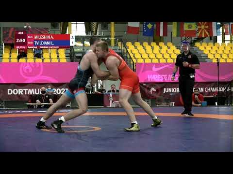 1/8 GR - 97 kg: A. MILESHIN (RUS) v. L. TVILDIANI (GEO)