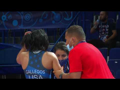 1/4 WW - 53 kg: C. MADURAVALAGE (SRI) v. J. GALLEGOS (USA) background