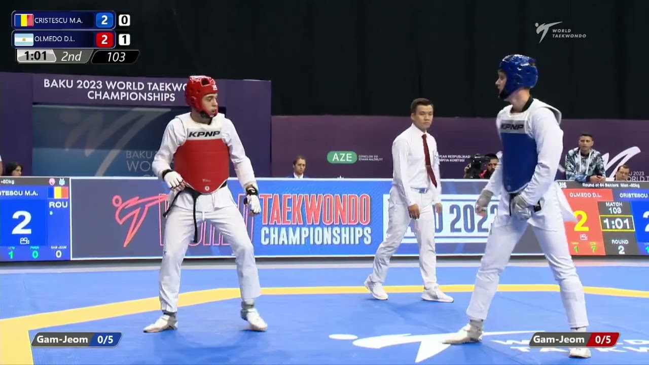 103 Round of 64 Men 80kg ROU CRISTESCU Mihai adrian ARG OLMEDO Dylan leonel background