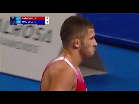 Qual. FS - 92 kg: A. MARGISHVILI (GEO) v. N. ADYL UULU (KGZ) background