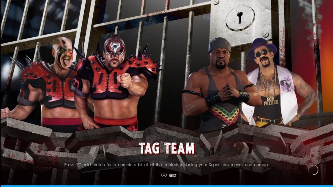 The Legion Of Doom vs The Nation of Domination. WrestleMania 14. WWE 2K22 backdrop