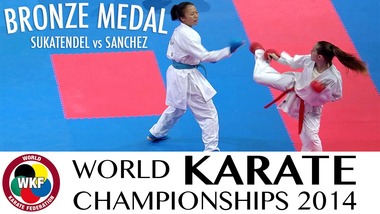 SUKATENDEL vs SANCHEZ. Bronze Medal. Female Kumite -50kg. 2014 World Karate Championships background
