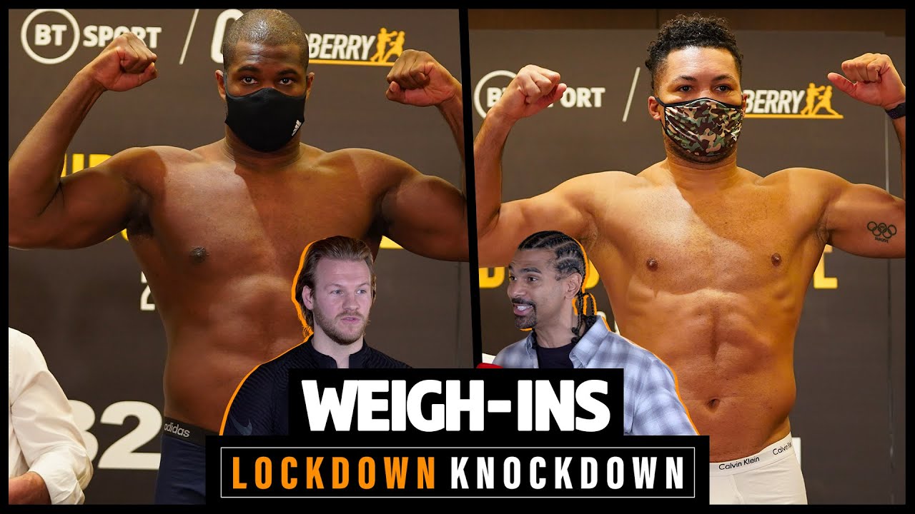 Dubois v Joyce official weigh-in results show with Ben Davison and David Haye background