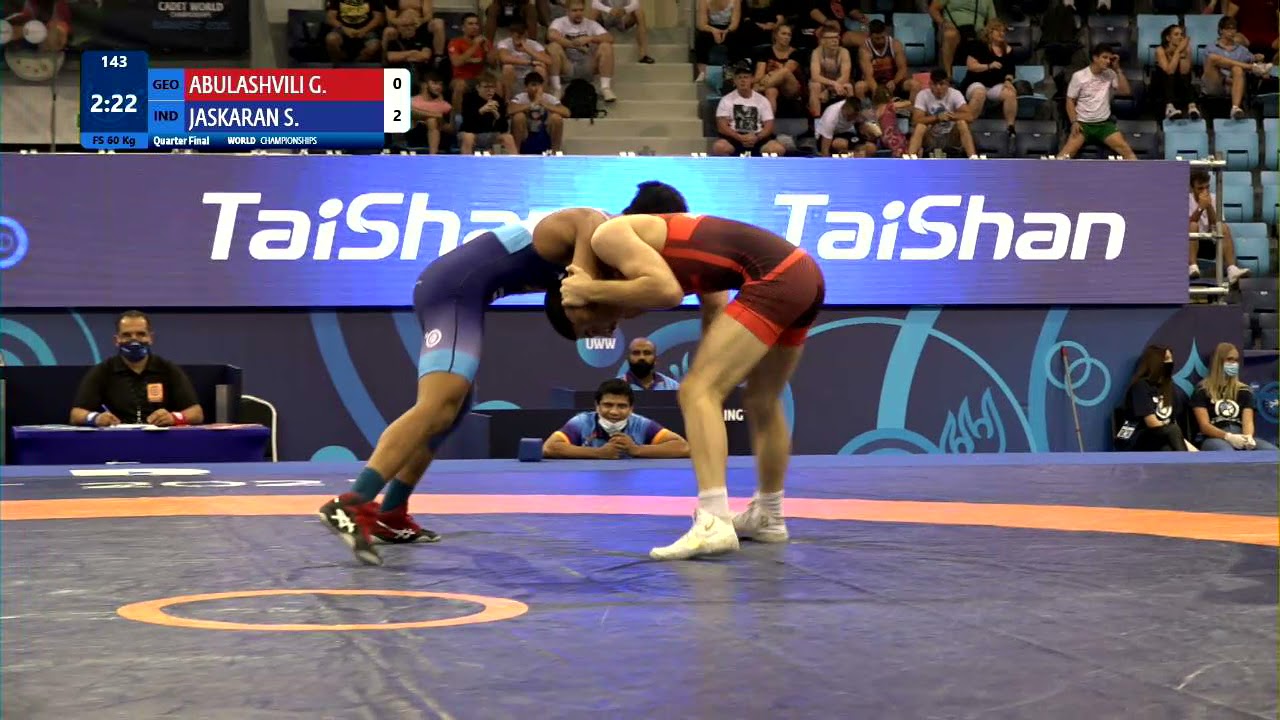 1/4 FS - 60 kg: G. ABULASHVILI (GEO) v. S. JASKARAN (IND) background