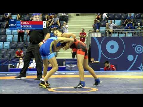 Repechage GR - 48 kg: A. KUTIL (UKR) v. P. BONDAR (RUS) background