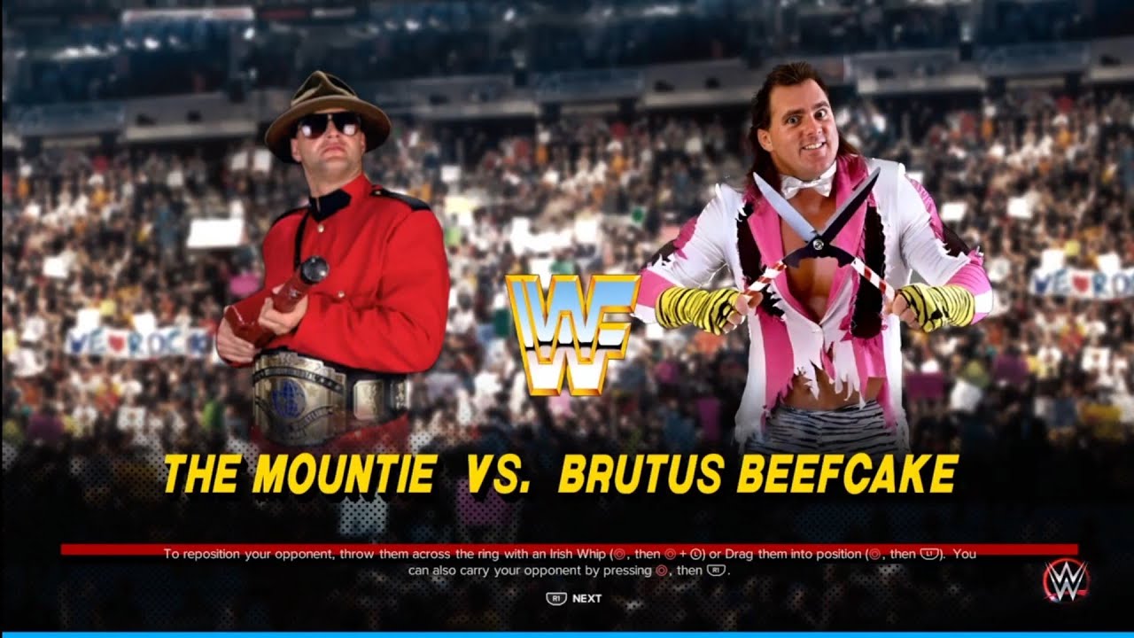 The Mountie vs Brutus Beefcake. WWE 2K23 background