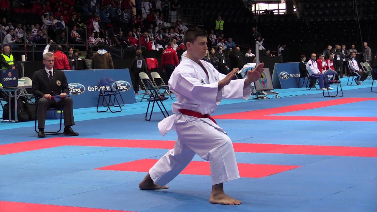 Mattia Busato of Italy - Male Kata - 49th European Karate Championships | WORLD KARATE FEDERATION background