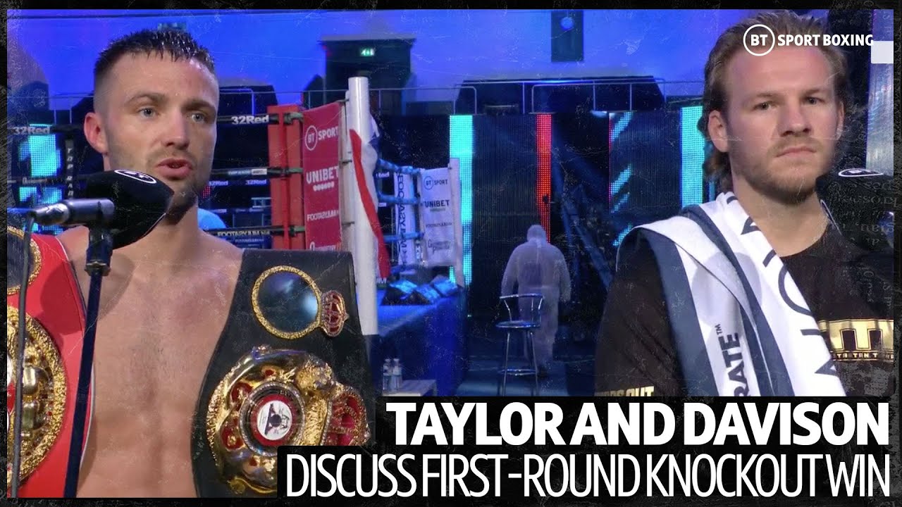 "Pints and pizza!" Josh Taylor and Ben Davison react to bizarre knockout against Apinun Khongsong background