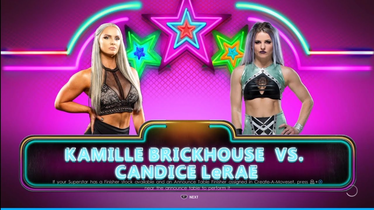 Kamille vs Candice Lerae. WOW Always Shine WWE 2K22 backdrop