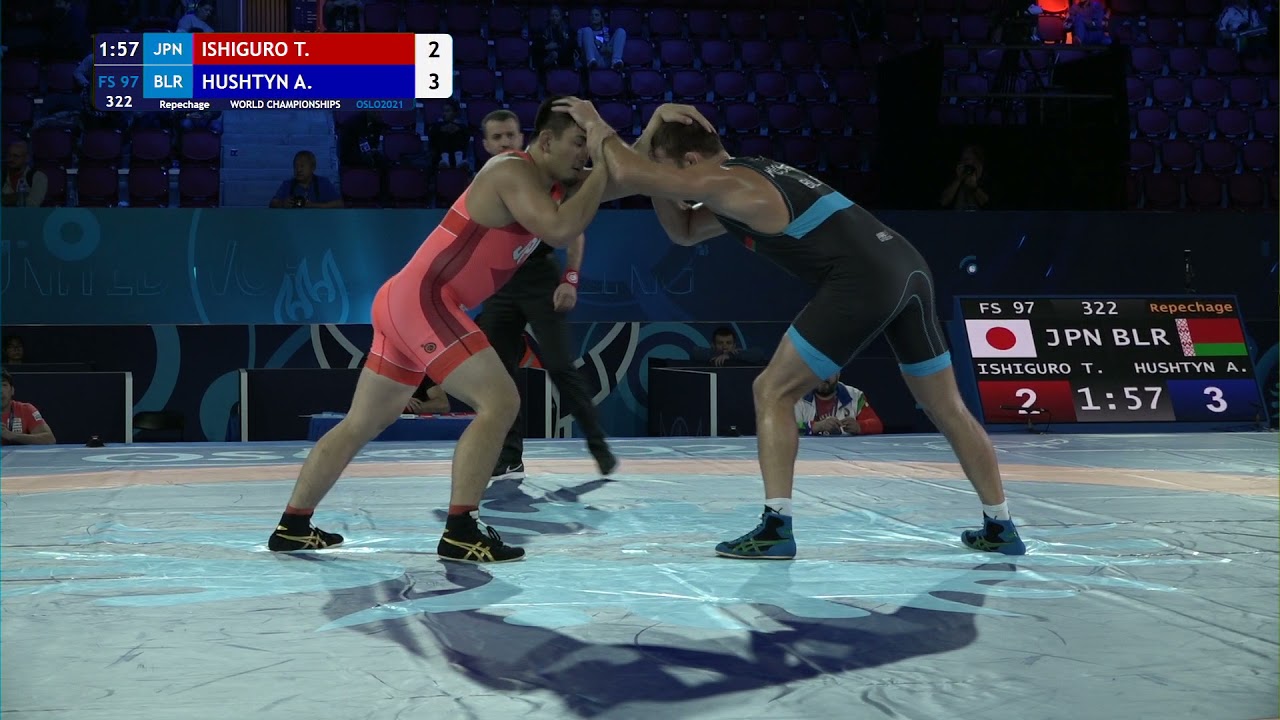 Repechage FS - 97 kg: T. ISHIGURO (JPN) v. A. HUSHTYN (BLR)